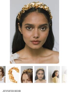 Jennifer Behr Metallic Gold Floral Halo Headband